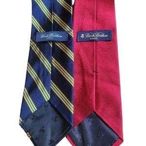 2 Brooks Brother Ties Red Blue Yellow Pure Silk